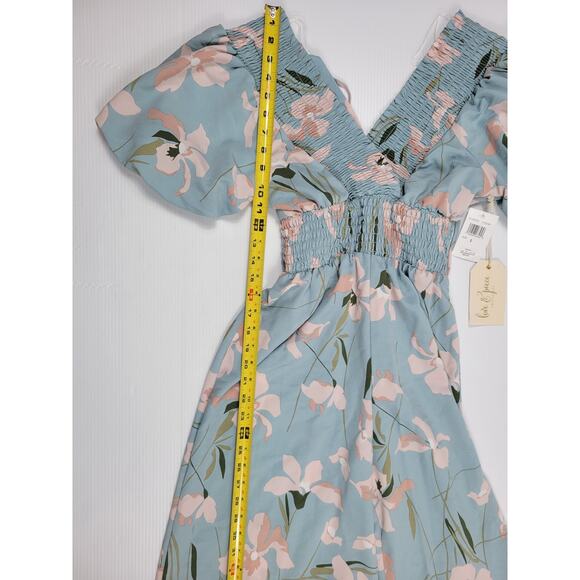 NWT Love & Piece Destiny Blue Mauve Womens Small Floral Spring Summer Romper - Picture 3 of 6